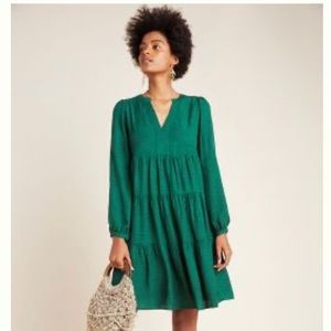 Dark green Maeve dress from Anthropologie